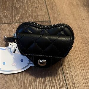 NWT! Hello Kitty Black Quilted Coin Purse with elastic wristband